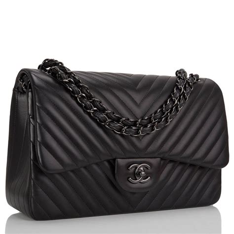 black on black chevron chanel bag